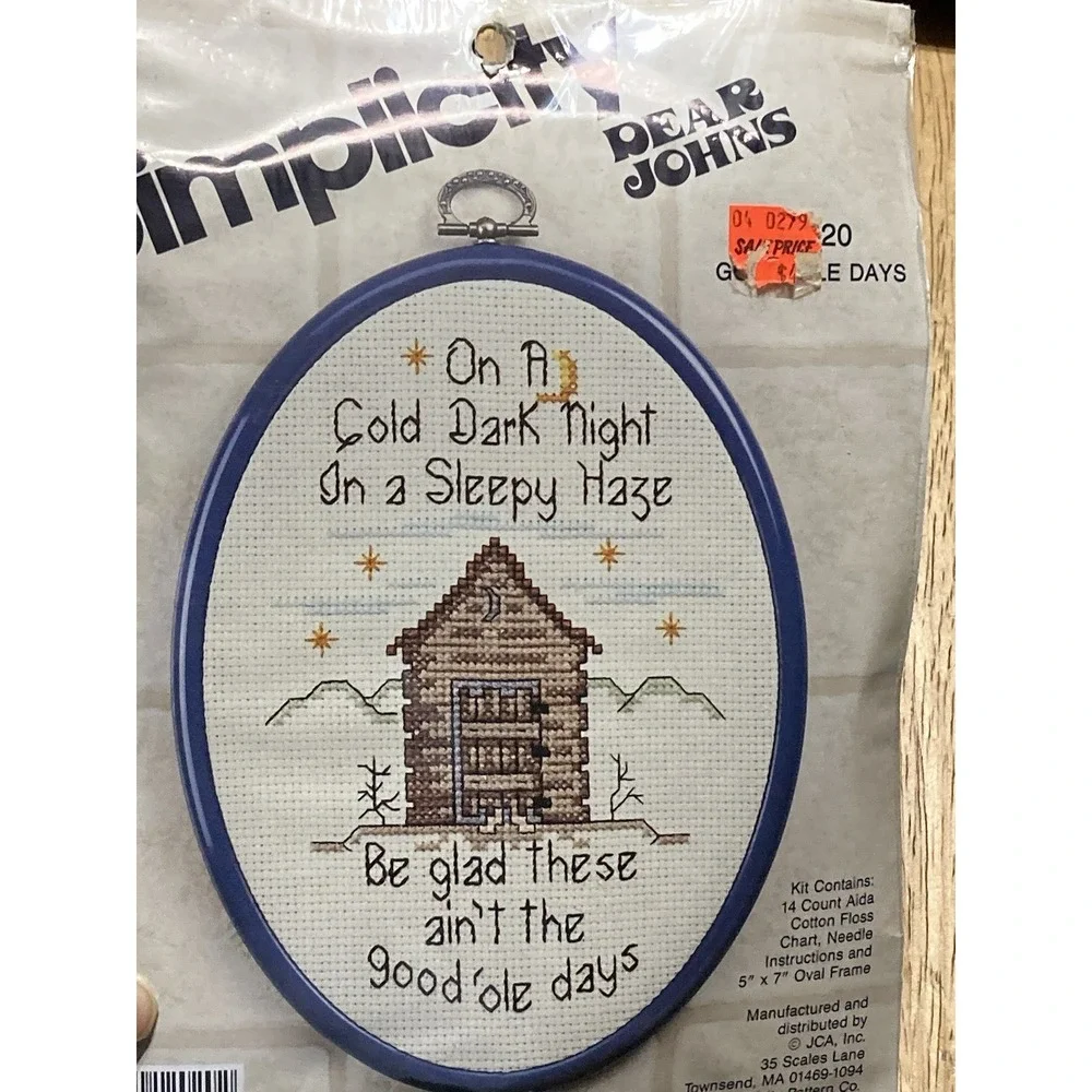 Simplicity DEAR JOHNS 12020 Counted Cross Stitch Kit Vintage‎ ~ Cold Dark Night